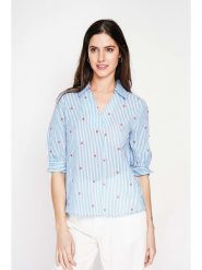 Le Jardin du Lin Bluzka w kolorze błękitnym rozmiar: 34. Niebieskie bluzki Le jardin du lin, bez wzorów, bez kołnierzyka, bez ramiączek. Za 108.99 zł.