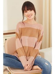 Milan Kiss Sweter w kolorze różowo-brązowym rozmiar: XL. Brązowe swetry Milan Kiss, xl, bez wzorów, z bawełny, bez ramiączek. Za 178.45 zł.