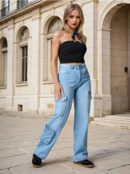 Jeansy cargo - niebieski. Niebieskie jeansy Sinsay, l, bez wzorów. Za 49.99 zł.