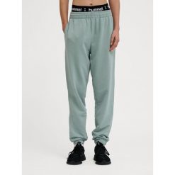 Damskie spodnie dresowe Hummel Pulse. Zielone spodnie sportowe Hummel, bez wzorów, z dresówki, na fitness i siłownię. Za 170.00 zł.