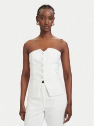 Morgan Top 261-CPANA.F Biały Regular Fit. Białe topy Morgan, bez wzorów, z syntetyku, bez kołnierzyka, bez ramiączek. Za 279.99 zł.