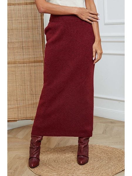 So Cachemire Spódnica dzianinowa "Doristo" w kolorze bordowym rozmiar: XL. Czerwone spódnice So Cachemire, na co dzień, xl, bez wzorów, z dzianiny, maxi, proste. Za 147.56 zł.