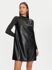 Vila Sukienka z imitacji skóry Dede 14099817 Czarny Slim Fit. Czarne sukienki Vila, bez wzorów, ze skóry, bez kołnierzyka, bez ramiączek. Za 129.99 zł.