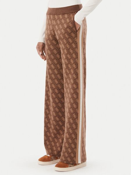 Guess Spodnie dzianinowe V6BB01 Z1483 Brązowy Regular Fit. Brązowe spodnie materiałowe Guess, xxs, z aplikacjami, z dzianiny. Za 524.99 zł.