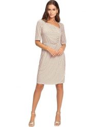 Heine Sukienka w kolorze kremowo-karmelowym rozmiar: 42. Brązowe sukienki Heine, bez wzorów, bez kołnierzyka, bez ramiączek, midi. Za 113.63 zł.