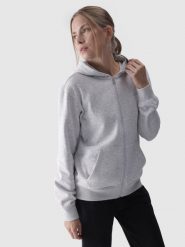 4F Bluza dresowa rozpinana z kapturem damska - szara M. Szare bluzy sportowe 4f, m, bez wzorów, z bawełny, z kapturem. W wyprzedaży za 119.99 zł.