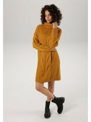 Aniston Sukienka dzianinowa w kolorze karmelowym rozmiar: 34. Brązowe sukienki Aniston, na co dzień, bez wzorów, z dzianiny, bez kołnierzyka, bez ramiączek, mini, proste. Za 61.31 zł.