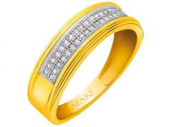 Pierścionek z żółtego złota z diamentami - 0,10 ct - próba 585. Żółte pierścionki Apart, z diamentem, złote. Za 3,090.00 zł.