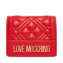 Mały Portfel Damski LOVE MOSCHINO. Czerwone portfele Love Moschino, bez wzorów. Za 399.99 zł.