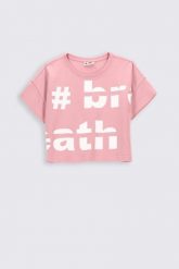T-shirt z krótkim rękawem CROP TOP. T-shirty MOKIDA, bez wzorów, bez kołnierzyka, bez ramiączek. W wyprzedaży za 9.90 zł.