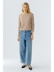 Oui Koszulka w kolorze karmelowo-kremowym rozmiar: 40. Brązowe bluzki Oui, bez wzorów, z bawełny, bez kołnierzyka, bez ramiączek. Za 162.49 zł.