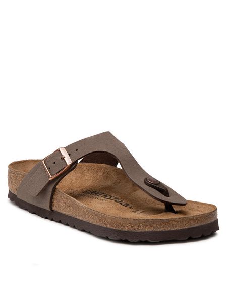 Birkenstock Japonki Gizeh 0043751 Brązowy. Brązowe klapki Birkenstock, bez wzorów, z tworzywa sztucznego, bez obcasa. Za 329.99 zł.