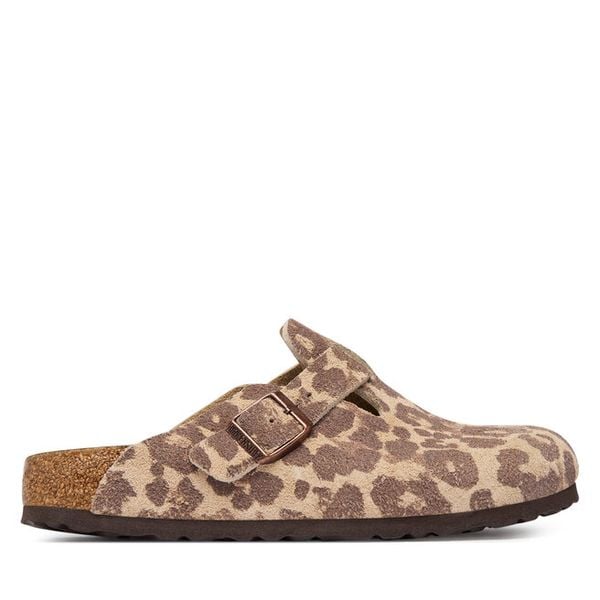 Klapki Birkenstock. Brązowe klapki Birkenstock, bez wzorów, bez obcasa. Za 764.99 zł.