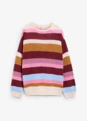 Sweter oversize. Czerwone swetry bonprix, bez wzorów, z dzianiny, bez ramiączek. Za 109.99 zł.