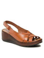 Go Soft Sandały WI23-SWEES-01 Brązowy. Brązowe sandały GO SOFT, bez wzorów, ze skóry, bez obcasa, na koturnie, bez zapięcia. Za 84.99 zł.