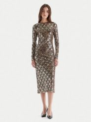 Just Cavalli Sukienka koktajlowa 79PAO953 JS528 Beżowy Slim Fit. Brązowe sukienki Just Cavalli, bez wzorów, z syntetyku, wizytowe, bez kołnierzyka, bez ramiączek. Za 1,409.00 zł.
