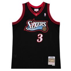 Koszulka NBA Philadelphia 76ers Allen Iverson. Czarne bluzki Mitchell & Ness, bez wzorów, sportowe, bez kołnierzyka, bez ramiączek. Za 495.00 zł.