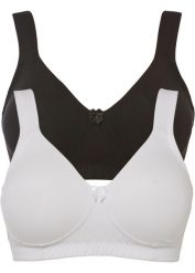 T-shirtowy biustonosz minimizer bez fiszbinów z bawełną organiczną (2 szt.). Czarne biustonosze bonprix, bez wzorów, z bawełny. Za 94.99 zł.