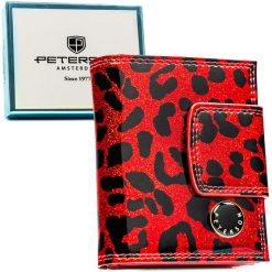 Mały portfel damski ze skóry ekologicznej i naturalnej w czerwonym kolorze - Peterson. Czerwone portfele Peterson, bez wzorów, ze skóry ekologicznej. Za 124.99 zł.