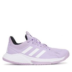 Buty halowe adidas. Fioletowe obuwie sportowe Adidas, bez zapięcia. Za 329.99 zł.