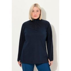 Damskie bluza strecz pluszowy polar kołnierz typu półgolf długi rękaw. Niebieskie bluzy Ulla Popken, plus size, bez wzorów, z elastanu, bez kaptura. W wyprzedaży za 191.99 zł.