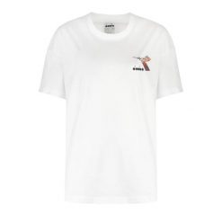 Koszulka damska DIADORA L.T-SHIRT SS FLOSS. Białe koszulki sportowe Diadora, bez wzorów, bez ramiączek. Za 39.99 zł.