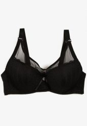 Czarny Biustonosz Full Cup z Koronką i Zawieszką z Cyrkoniami Nomalia. Czarne biustonosze Renee, bez wzorów, z koronki. Za 39.99 zł.