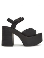 DeeZee Sandały ZB8358-1 Czarny. Czarne sandały DeeZee, bez wzorów, ze skóry, bez obcasa, na słupku, bez zapięcia. Za 149.99 zł.
