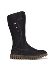 Rieker Kozaki Y3466-00 Czarny. Czarne kozaki Rieker, z materiału, bez obcasa, na płaskiej podeszwie, bez zapięcia. Za 272.99 zł.