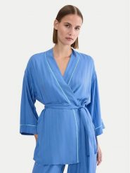 Triumph Szlafrok Amourette Jacquard 10227267 Niebieski. Niebieskie szlafroki Triumph, bez wzorów, z wiskozy, bez ramiączek, bez kaptura. Za 179.99 zł.