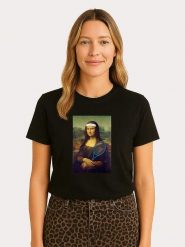 WOOOP Koszulka "Mona Lisa Tennis" w kolorze czarnym rozmiar: XXL. Czarne bluzki Wooop, xxl, bez wzorów, z bawełny, bez kołnierzyka, bez ramiączek. Za 56.99 zł.