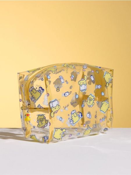 Transparentna kosmetyczka PomPomPurin - clear. Kufry i kosmetyczki Sinsay, bez wzorów, bez dodatków. Za 12.99 zł.