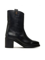 Tommy Hilfiger Botki Riding Lthr Mid Boot Block Heel FW0FW08776 Czarny. Czarne botki TOMMY HILFIGER, bez wzorów, ze skóry, bez obcasa, na słupku, bez zapięcia. Za 999.99 zł.