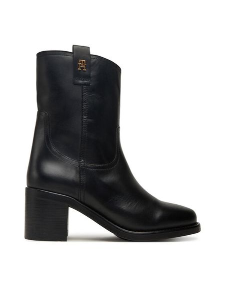 Tommy Hilfiger Botki Riding Lthr Mid Boot Block Heel FW0FW08776 Czarny. Czarne botki TOMMY HILFIGER, bez wzorów, ze skóry, bez obcasa, na słupku, bez zapięcia. Za 589.99 zł.