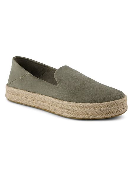 TOMS Skórzane espadryle w kolorze khaki rozmiar: 37,5. Brązowe espadryle Toms, bez wzorów, bez obcasa, bez zapięcia. Za 149.95 zł.