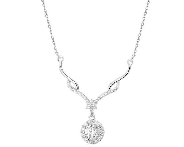 Naszyjnik srebrny z cyrkoniami. Szare naszyjniki Apart, z cyrkonią, srebrne. Za 229.00 zł.