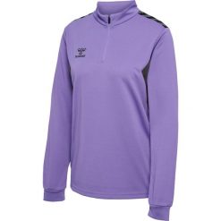 Damska bluza dresowa half zip Hummel Authentic. Fioletowe bluzy Hummel, bez wzorów, z dresówki, bez kaptura. Za 222.00 zł.