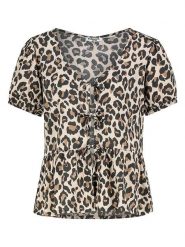 Sublevel Bluzka w kolorze beżowo-czarnym rozmiar: XS. Brązowe bluzki Sublevel, xs, bez wzorów, z wiskozy, bez kołnierzyka, bez ramiączek. Za 60.99 zł.