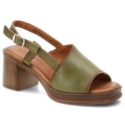 Sandały damskie Vinceza, cholewka ze skóry naturalnej na stabilnym klocku, zielone, 39994. Zielone sandały VINCEZA, bez wzorów, z materiału, eleganckie, bez obcasa, na obcasie, bez zapięcia. Za 159.00 zł.