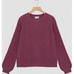 Sweter w kolorze fioletowym. Fioletowe swetry Rodier, bez wzorów, prążkowane, bez ramiączek. W wyprzedaży za 172.95 zł.