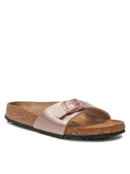 Birkenstock Klapki Madrid Bs 1023927 Różowy. Czerwone klapki Birkenstock, bez wzorów, ze skóry, bez obcasa. Za 299.99 zł.