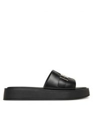 Calvin Klein Klapki Flatform Slide W/Ck Hw - Lth HW0HW02368 Czarny. Czarne klapki Calvin Klein, bez wzorów, ze skóry, bez obcasa. Za 329.99 zł.