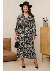 Curvy Lady Sukienka w kolorze czarno-kremowym rozmiar: 44/46. Brązowe sukienki Curvy Lady, bez wzorów, z wiskozy, klasyczne, bez kołnierzyka, bez ramiączek, maxi, rozkloszowane. Za 188.85 zł.