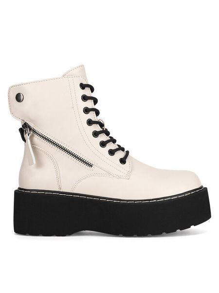 DeeZee Trzewiki WS101-03 Beżowy. Brązowe botki DeeZee, bez wzorów, z materiału, bez obcasa, na płaskiej podeszwie, bez zapięcia. Za 199.99 zł.