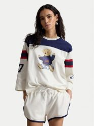 Polo Ralph Lauren Bluzka 211A12714001 Kremowy Oversize. Białe bluzki Polo Ralph Lauren, l, bez wzorów, z bawełny, bez kołnierzyka, bez ramiączek. Za 769.99 zł.