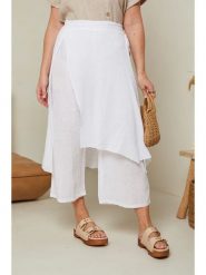 Curvy Lady Lniane spodnie w kolorze białym rozmiar: 44/46. Białe spodnie materiałowe Curvy Lady, bez wzorów, ze lnu, z podwyższonym stanem. Za 158.95 zł.