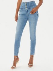 Guess Jeansy W4YA0M D5E42 Niebieski Skinny Fit. Niebieskie jeansy Guess, m, z aplikacjami. Za 669.99 zł.