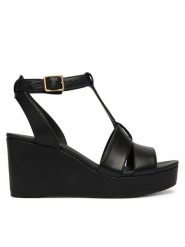 Clarks Sandały Sabina Hope 26186102 Czarny. Czarne sandały Clarks, bez wzorów, ze skóry, bez obcasa, na koturnie, bez zapięcia. Za 469.99 zł.