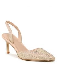 Guess Sandały Mylea FL6MYL ESU05 Beżowy. Brązowe sandały Guess, z aplikacjami, z materiału, bez obcasa, na szpilce, bez zapięcia. Za 449.99 zł.