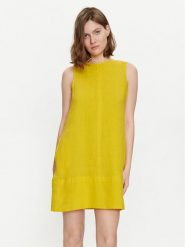 Marella Sukienka letnia Curzia 2413221074 Żółty Regular Fit. Żółte sukienki Marella, na lato, bez wzorów, ze lnu, bez kołnierzyka, bez ramiączek. Za 779.99 zł.